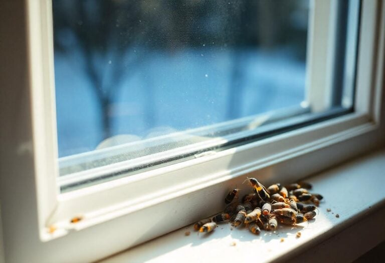 Termites gathered on a window sill