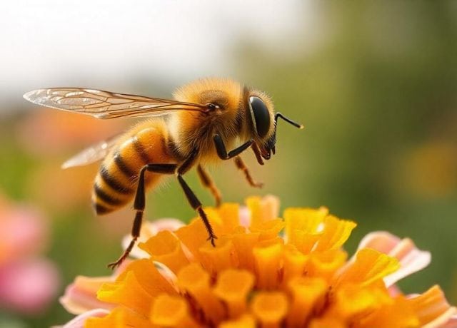 Yellow Jackets flying on the flower
