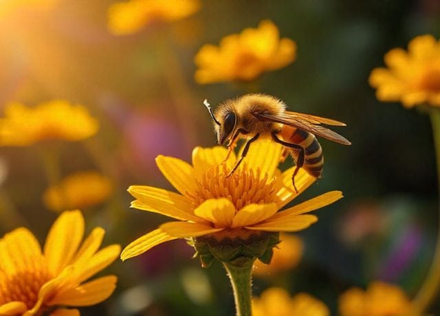 Wasps sitting on yellow flower