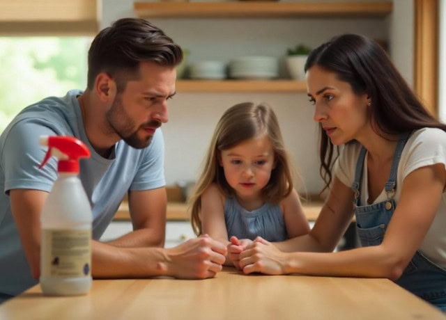 concerned family looking at an over-the-counter pest control