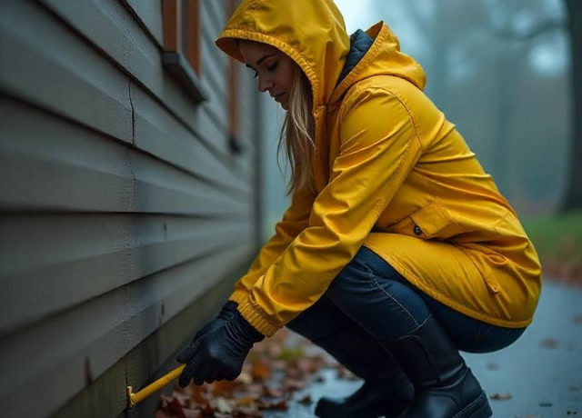 pest control expert sealing cracks