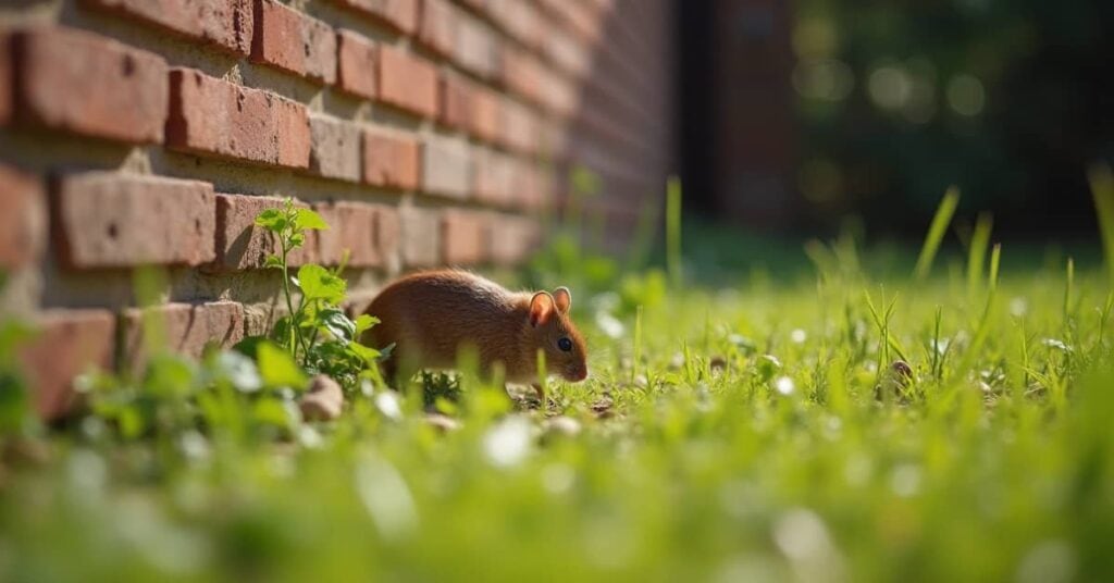 A rat outside a suburban house